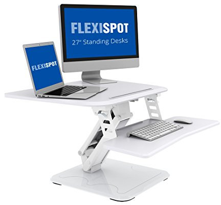 FLEXISPOT Standing Converter Desk, Wood, Size:27 |Color:White, 32