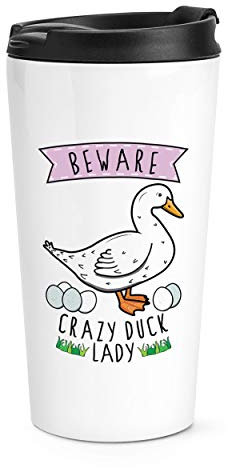 Beware Crazy Duck Lady Travel Mug Cup