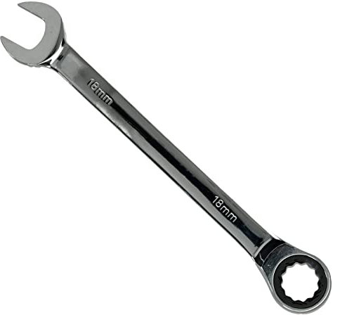 Seshin Buffalo 18mm Ratchet Spanner Steel Fixed Head Gear Wrench Open End & Ring (18mm)