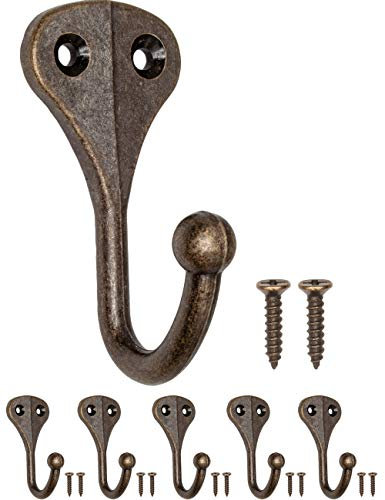 Fuxxer® 5 ganchos clásicos para colgar toallas, latón bronce, 62 x 31 mm, 5 unidades