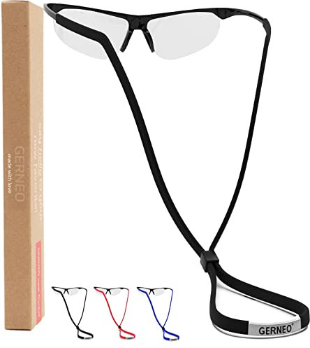 GERNEO® - DAS ORIGINAL - Premium Brillenband & Sportbrillenband - extrem zuverlässiges Brillenband für Sportbrillen, Sonnenbrillen etc. – Wasserfest (1x Tiefschwarz / 1x Tornadorot / 1x Königsblau)