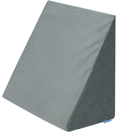 Badum - Rückenkissen - Keilkissen Bett - 60 x 50 x 30 cm - mit Schicht aus Memory Foam, Bezug Abnehmabar & Waschbar - Lesekissen, Matratzenkeil, Ergonomisches Kissen - Grau