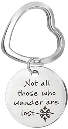 Banemi Jungen Schlüsselanhänger, Herren Schlüsselanhänger Edelstahl Round Tag Graviert Nicht Alle Wanderer Sind Verloren Geburtstagsgeschenk Schlüsselanhänger