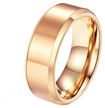 HIJONES Herren Damen Edelstahl Roségold Gebürsteter Ring 8mm Breit Klassisch Schlicht Schlicht Ehering Matt Finish Größe 72
