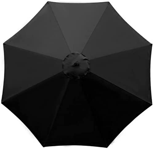 LYWDJ Sonnenschirm Ersatzbezug Rund Sonnenschirm Ersatzbezug 3m 8 Rippen Garten Sonnenschutz Sonnenschirm Bespannung Sonnenschirm Top Abdeckung Geeignet Für Hof Und Balkon-Black