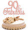 Gyufise 3Pcs 90 & Fabulous Cake Topper Rose Gold Glitter Fifteen and Fabulous Cake Toppers Happy 90th Birthday Cake Pick for 90th Wedding Anniversary Birthday Party Cake Decorations Supplies
