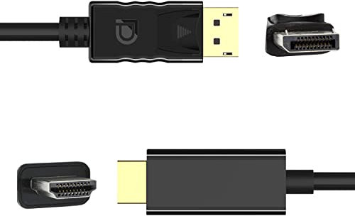 D.Square- Cable DP a HDMI 1,8m, Adaptador Entrada DisplayPort a Salida HDMI Chapado en Oro (Macho a Macho) Compatible con Lenovo, HP, ASUS, DELL y Otras Marcas