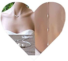 Yheakne Boho Perle Zurück Kette Halskette Silber Perle Kristall Hintergrund Halskette Körper Kette Lange Braut Zurück Tropfen Kette Sommer Strand Körper Schmuck Für Frauen Und Mädchen