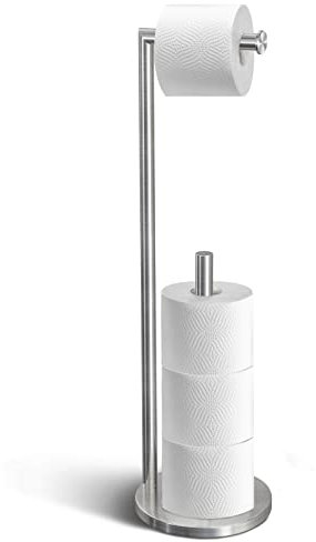 Nuscen Toilettenpapierhalter Stehend,Klopapierhalter Edelstahl Freistehend,Papierrollenhalter Badezimmer Klopapierhalter,Mehrere Rollen 4 Reserverollen Design Mit Schweres Chassis(Silbrig)