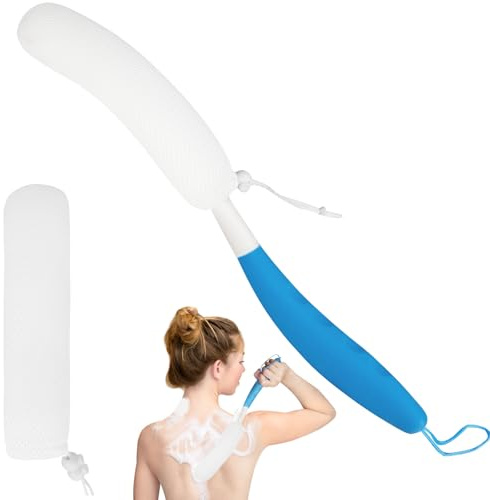 Back Scrubber for Shower with Anti-Slip Long Handle, Body Shower Brush | for Men Women Elderly, Mesh Sponge Bath Brush Body Scrubber for Exfoliating Skin and A Soft Scrub - Can Produce Rich Foam