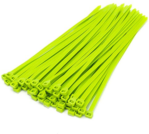 XINGO 100 Stück Kabelbinder Apfelgrün, 200mm x 7,6mm, 50 kg Zugfestigkeit, kleine Größe, UV Beständig Set für Zur Ordnung von Kabeln, Gartenarbeit, Hause, im Büro, der Garage