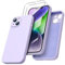ORNARTO Cover per iPhone 14 Silicone 6.1 Pollici, con 2 Pellicola Vetro Temperato, Morbido Silicone Liquido Protezione, Antiurto Ultra-Sottile Protezione Custodia iPhone 14-Viola