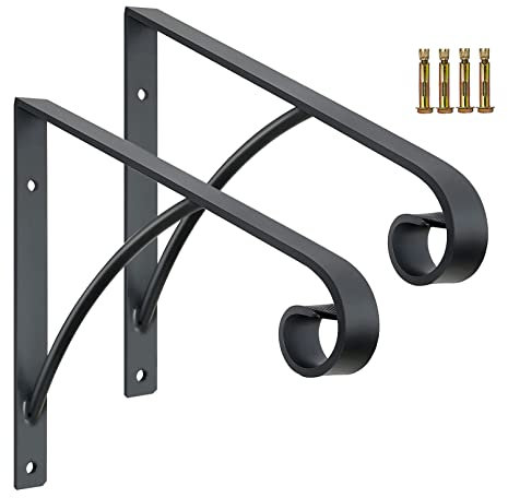 Natliedop Handlauf 1-2 Stufen Veranda Handlauf Schmiedeeisen Handlauf Grab Rail Einzelpfostengeländer Wandmontage Schwarz Treppengeländer Halterung Metall Kunst Handlauf für Outdoor Step