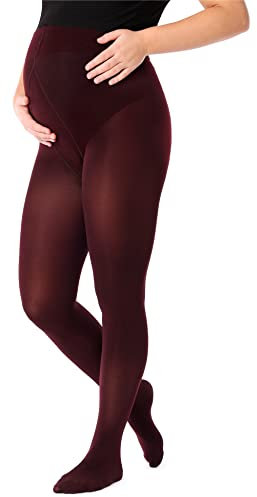 Be Mammy Collants de grossesse 100 deniers BE-1120, rouge bordeaux, L