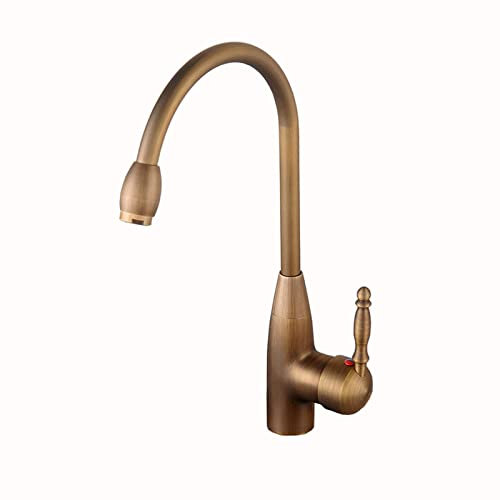 BiaoTeng Wasserhahn KüChe Retro Messing,360° Swivel,Antiker Wasserhahn Messing,Waschtischarmatur Hoch Retro,Armatur Bad Waschbecken Retro