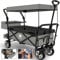 Miweba Faltbarer Bollerwagen MB-20 | Sonnendach UV-beständig - 2X Anschnallgurte - Transportwagen für Kinder - Traglast 100 Kg - Wagen - Feststellbremse - Hartgummireifen (Hellgrau/Dunkelgrau V2)