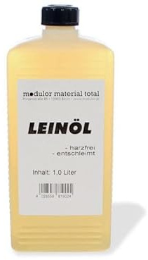 Leinöl, Kunststoffflasche mit 1000 ml, Dichte: 0,94 g/cm³ | Bernsteinfarbendes Pflanzenöl; gut geeignet als Holzschutz-, Binde- und Malmittel bzw. Verdünnungsmittel für Ölfarben