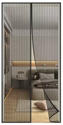 FIOVIP Mosquitera Puerta Magnetica, 65x205CM Cortina, Se Cierra Automáticamente, Fácil Instalación sin Taladrar, Mosquiteras Magnéticas para Entrada/Balcón etc.(Poliéster,Negro）