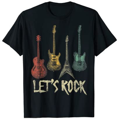 Lets Rock n Roll Gitarre Retro Geschenk Herren Damen Hemd T-Shirt