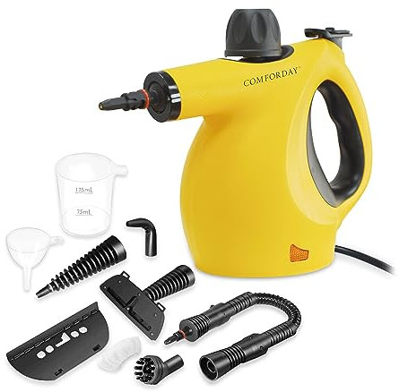 Comforday Multi-Purpose Steam Cleaner with 9-Piece Accessories, Handheld Steam Cleaner Perfect for Stain Removal, Curtains, Car Seats, Floor, Bathroom