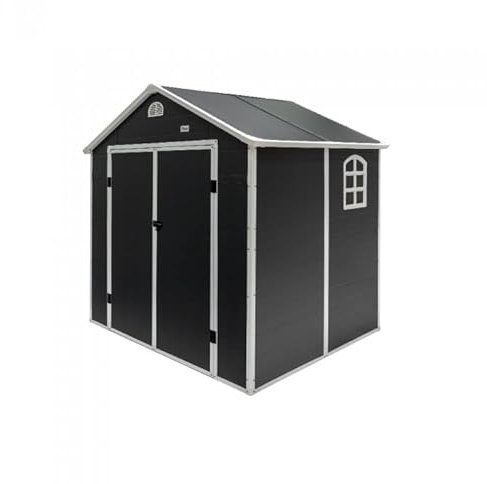 Grindi - Gerätehaus Kunststoff - Gartenhütte - Gartenhaus - Geräteschuppen - Fahrradgarage - Shelter - Gartenaufbewahrung Gartenschrank - 242x192x239 - Bellis II