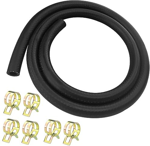 Nutabevr Kit Tubo Benzina, 1 Metri ubazioni Tubi per Alimentazione, Ø8 mm Tubo del Carburante Linea con 6pcs Fascette Stringitubo,multiuso flessibile Gas Tubazioni Benzina,per moto, trattori,tosaerba