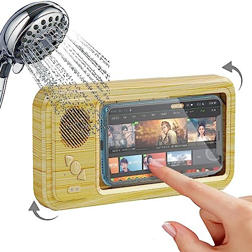 Soporte para TeléFono Ducha con Altavoz InaláMbrico Bluetooth │para BañO BañEra Cocina Espejo De Pared │Impermeable 480 RotacióN Visible Soporte para TeléFono De Ducha Altavoces De Montaje En Caja (C