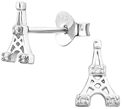 Laimons Ohrtecker-Eiffelturm Ohrringe mit Cubic Zirkonia, stilvoll und funkelnd aus Sterling Silber 925