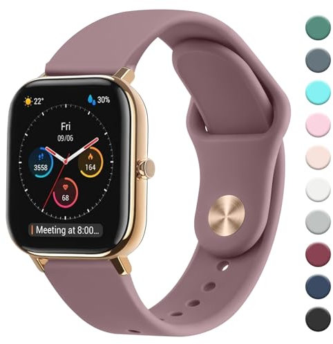 Wanme Cinturino per Amazfit GTS/Amazfit GTS 2 Mini,Cinturino Morbido Silicone per Amazfit GTS/GTS 2 Mini/GTS 2e,(Rosa Viola)