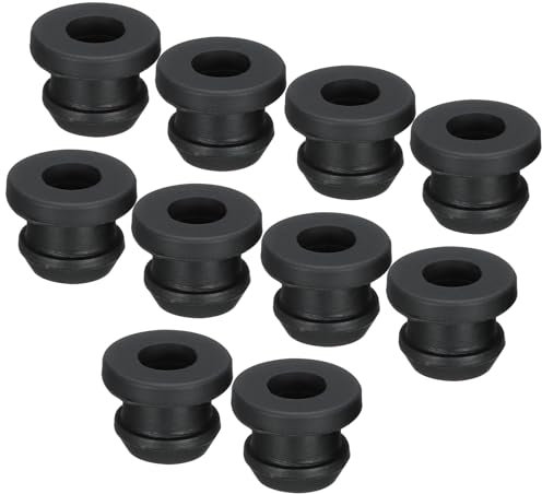 sourcing map 10Pcs Snap Rubber Grommet Plug Mount Dia 8mm ID 5.5mm Seal Anti-Scratch for Electrical Box Cable Pipe Black