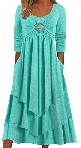 WVONIF Robe Femme Été Manche Courte Tunique T-Shirt Mi-Longue Trapèze Décontractée Col en V avec Poches Maternité Noire