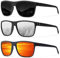 Ninesun Klassische quadratische Sonnenbrille für Damen und Herren, leichte polarisierte Autofahrer-Sonnenbrille mit UV-Schutz (Schwarz/Silber/Blau Rot)