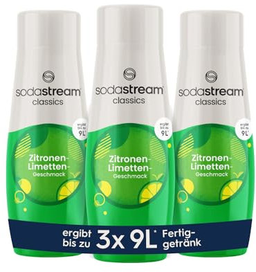 SodaStream 3 jarabes de limón y lima, 1 botella de 9 litros de bebida preparada, preparado en segundos y siempre fresco, 3 x 440 ml