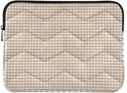 Laptop Sleeve Case 13-14 Inch Portable Laptop Sleeve Bag Brown Gingham Plaid Laptop Carrying Case with Zipper for Work Journey