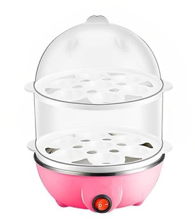 siduytin Quick And Healthy Egg Cooker - Various Cooking Options Large Capacity PP Electric Egg Cooker Electric Egg Boiler, Pink 2 Layers