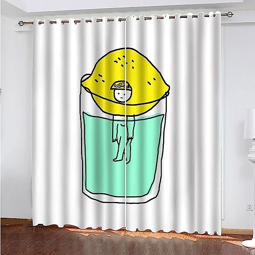 Cortinas Opacas 2×2 X 110 X 215 Cm Vaso De Agua De Personaje De Dibujos Animados 3D Mpresión Poliéster Térmico Aislante Y Ruido Reducción Para Salon Dormitorio Cocina Habitación Infantil De -6R4Y9P3K6
