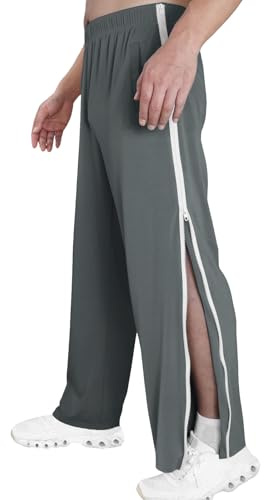 Bauzuoyo Reha Hose Damen Herren Seitlich Zu Öffnen Baggy Jogginghose Freizeithose mit Seitlichem und Reißverschluss Am Bein Weites Bein Schnellfickerhose Sporthose Trainingshose Sweathose