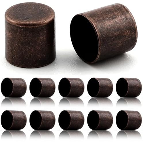 Ganzoo Endkappen aus Metall / 10er Set/für 10mm PPM Seil, Tau, Schmuck, Kordelende bei Hundeleine, Halsband, Kette, Farbe: Braun