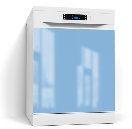 DEQORI Magnetfolie für Spülmaschine 60x60 cm | Unifarben - Hellblau | dekorative Magnetmatte Geschirrspüler Schutz | Magnet Deko-Folie selbstklebend, magnetisch & beschreibbar
