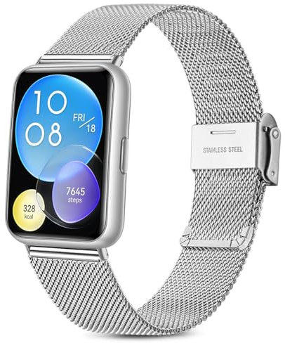 Issinlky bracelet métal pour Huawei Watch Fit 2, bracelet acier inoxydable pour Huawei Watch Fit 2 Hommes Femmes