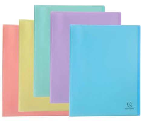 Exacompta - Réf. 88670E - Carton de 8 Protège-documents Chromaline Pastel - 60 pochettes cristal lisse - 120 vues - A4 - dim 24 x 32cm - couverture en polypro recyclé translucide - couleurs assorties