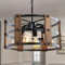 Mikeru Wooden Pendant Light, 39 cm 4 Lights Farmhouse Pendant Light, Kitchen Island Hanging Pendant Light, Industrial Lighting Vintage Ceiling Pendant Light for Dining Room, Living Room, Farmhouse