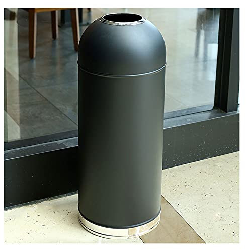 Bin Stainless Steel Trash Can,Trash Bin Round Step Trash Can,5.5Gal/25L,Trash Can Outdoor Indoor Garbage Enclosure Kitchen Bathroom Bin(Black)