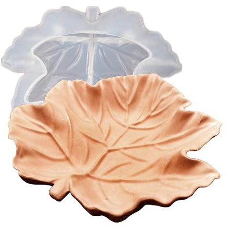 Japleed Stampi in silicone testurizzato, stampi in resina per calcestruzzo a forma di foglia d'acero, vassoio per gioielli con foglie, portacandele, stampi in resina epossidica per riporre oggetti