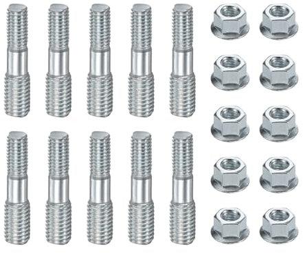 M METERXITY 2-Set Chainsaw Guide Bar Studs & Bar Nuts M8 x 1.25 to M10 x 1.5 Double End Bar Studs with M8 Nuts Manganese Steel for Echo Flange Bar Nuts Kit Replacement