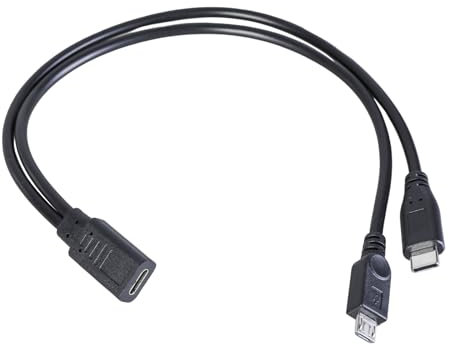 WASTEBIN Câble d'extension USB C femelle vers micro USB et câble mâle de type C pour le chargement de plusieurs appareils