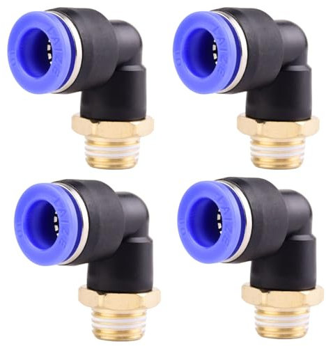 4 pièces 10mm 1/4 PT Raccords enfichables pneumatiques coudés à 90° avec filetage extérieur Raccords rapides pneumatiques pour tuyaux enfichables Raccord d'air comprimé Push-In
