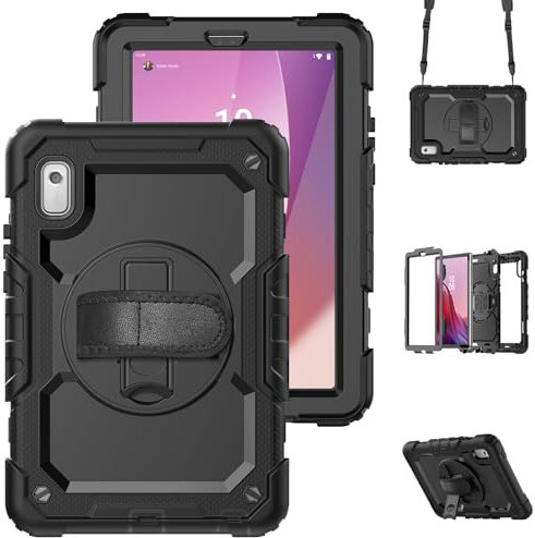 nincyee Funda protectora resistente para tablet Lenovo Tab M9 de 9 pulgadas 2023 TB310, funda de silicona 3 en 1 de colores arcoíris a prueba de golpes con soporte para lápices, correa para el hombro,