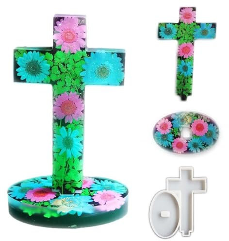 Kreuz-Silikonform, Kreuz mit Sockel, Harz-Silikonform, Kreuzform, Kerzenformen, Epoxidharz-Formen, DIY Handwerk Gips, Ornamente, Heimdekoration, gesegnetes Kreuz Geschenk