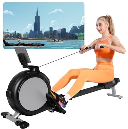 Lacuffy Indoor Rudergerät Magnetisch mit 32 Leisen Widerstandsstufen, Rudergerät 135 kg Kapazität App-Kompatibel, Cardio-Trainingsgerät für Zuhause mit LCD-Monitor